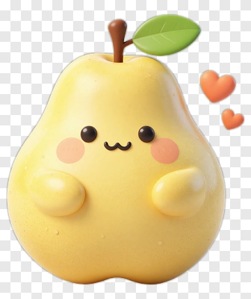Cute Cartoon Pear Character PNG