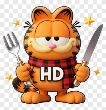 Cartoon Cat Holding A Fork And Knife PNG
