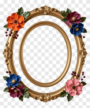 Golden Floral Frame PNG