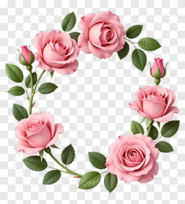 Pink Rose Floral Wreath PNG