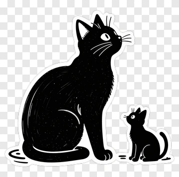 Black Cat And Kitten PNG