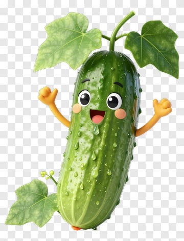 Cartoon Cucumber With Happy Expression PNG