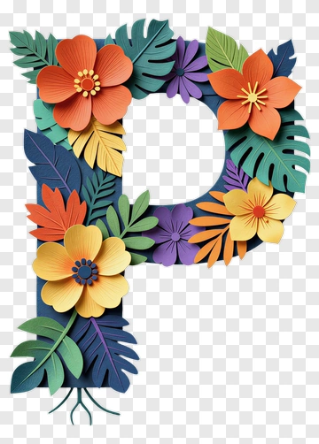 Colorful Paper Floral Letter P PNG