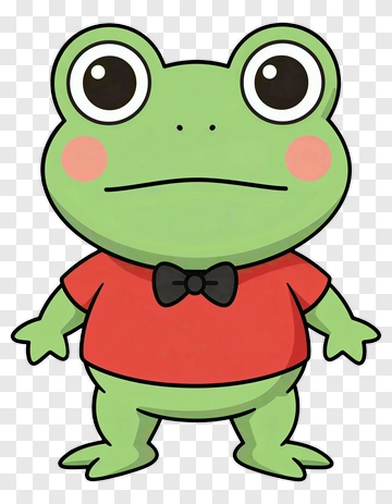Cartoon Frog In A Red Shirt With A Bow Tie PNG