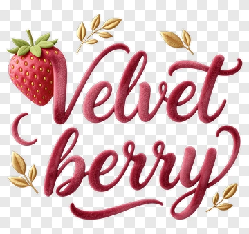Velvet Berry With Strawberry And Leaves PNG
