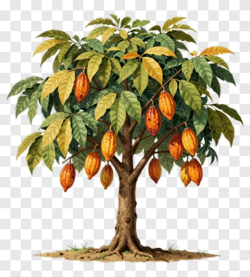 Cacao Tree With Ripe Pods PNG