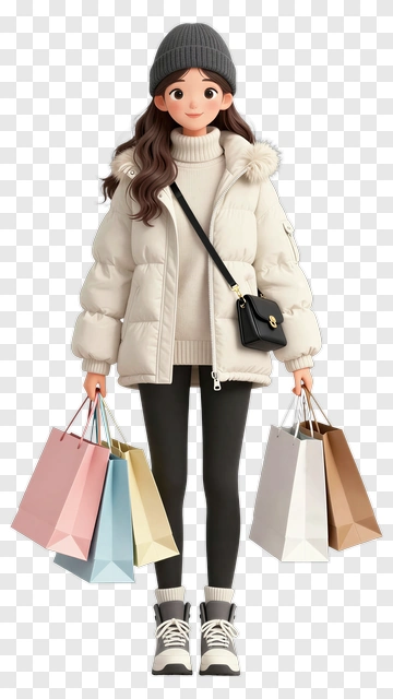 Stylish Woman Carrying Shopping Bags PNG