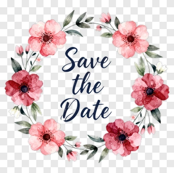 Floral Save The Date Invitation PNG