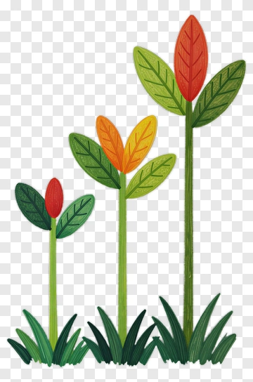 Colorful Plants With Green Leaves PNG