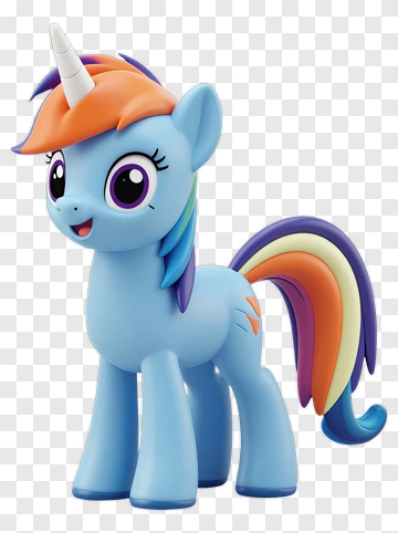 Cartoon Unicorn With Colorful Mane PNG