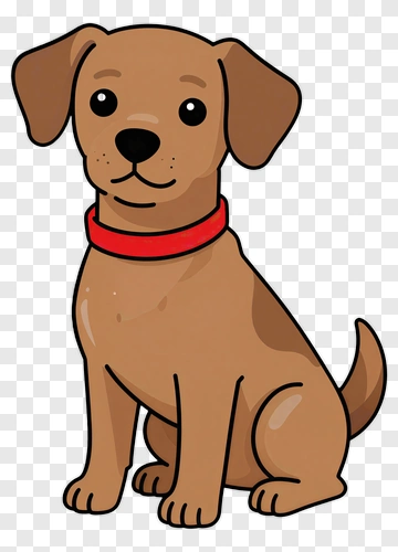 Cartoon Dog Sitting With A Red Collar PNG