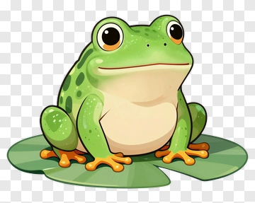 Cartoon Frog Sitting On Lily Pad PNG