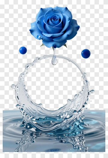 Blue Rose Above Water Splash PNG