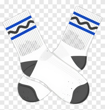 White Athletic Socks With Blue And Black Stripes PNG