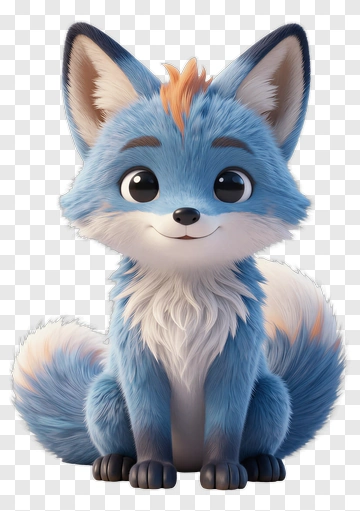 Cartoon Blue Fox PNG