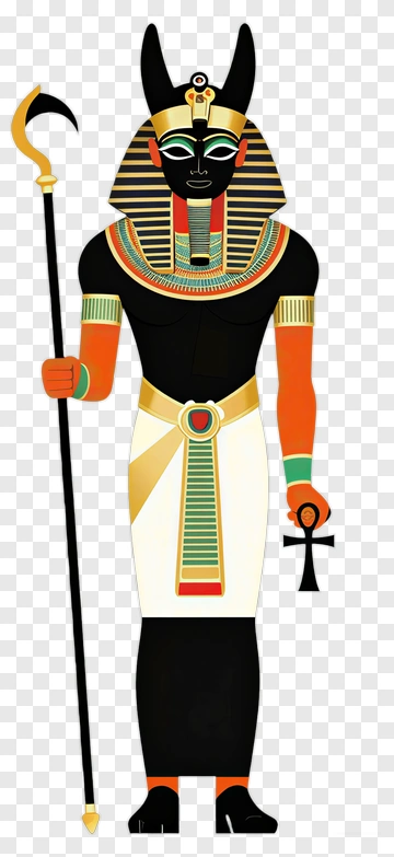 Egyptian Goddess Holding Ankh And Staff PNG