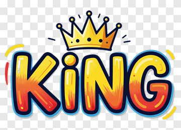 Colorful King Text With Crown PNG