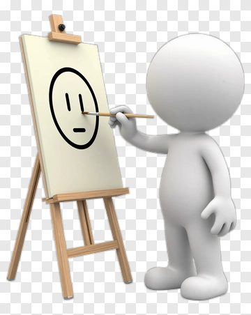 3D Character Painting A Face On An Easel PNG