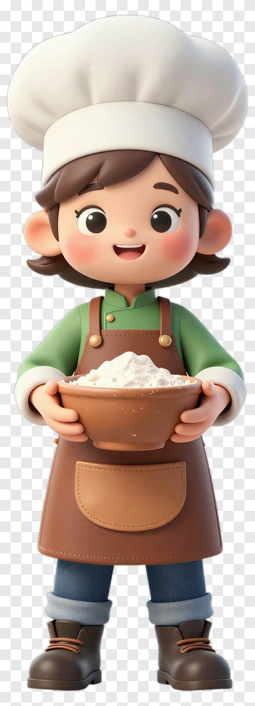 Cartoon Chef Holding A Bowl Of Flour PNG