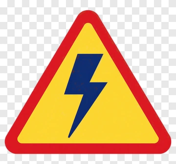 Warning Sign With Lightning Bolt PNG