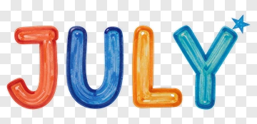 Colorful July Text With Star PNG