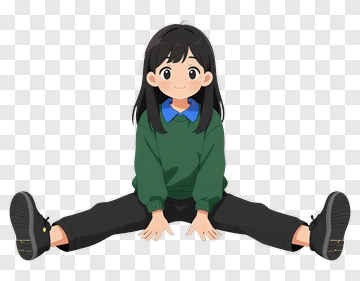 Cartoon Girl Sitting With Legs Spread PNG