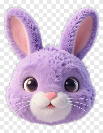 3D Purple Bunny Head PNG