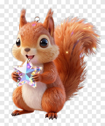 3D Squirrel Holding A Star PNG