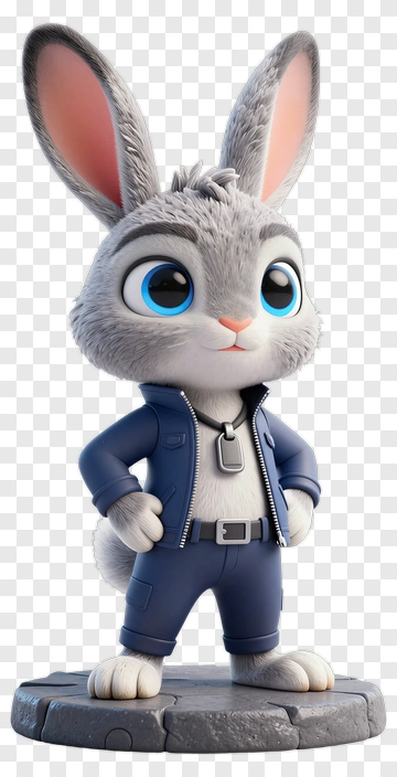 3D Cartoon Rabbit Character PNG