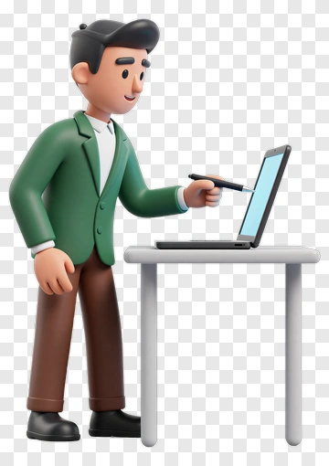 3D Businessman Using A Laptop PNG