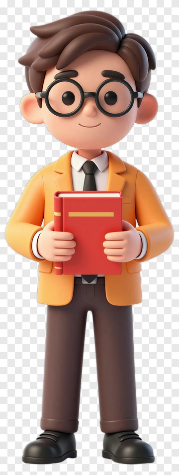 3D Teacher Holding A Book PNG