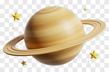 3D Saturn Planet With Stars PNG