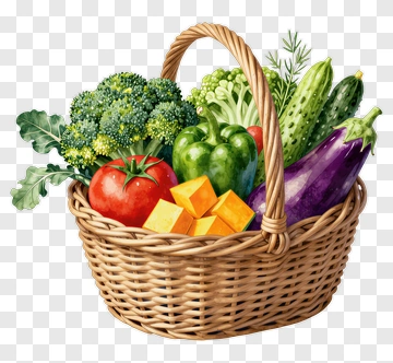 Vegetable Basket Filled With Fresh Produce PNG