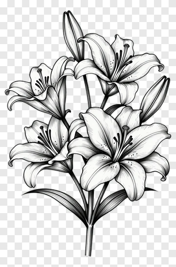 Black And White Lily Bouquet PNG