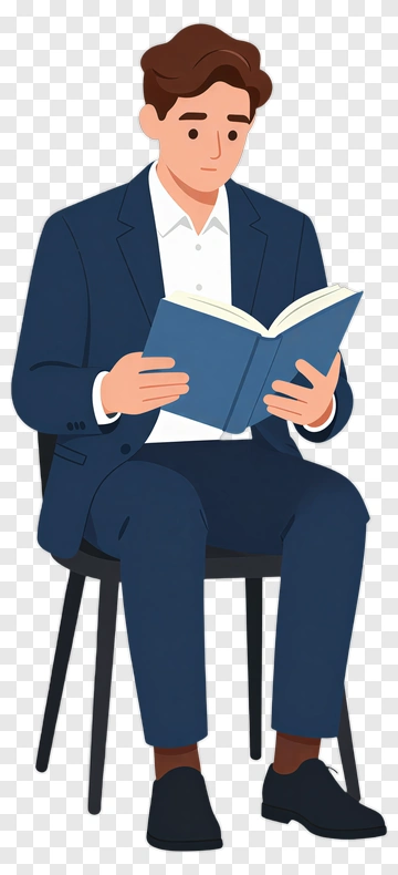 Man Reading A Book While Sitting On A Chair PNG