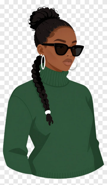 Stylish Woman Wearing Sunglasses And Green Sweater PNG