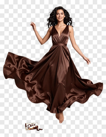 Woman In A Brown Satin Dress PNG