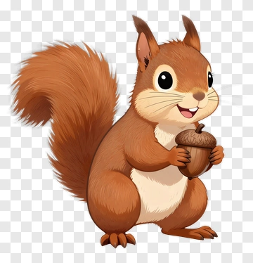 Cartoon Squirrel Holding An Acorn PNG