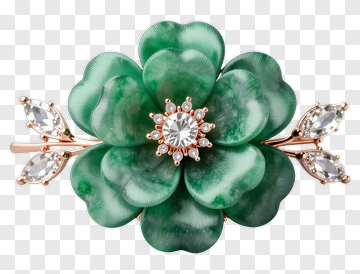 Green Flower Brooch With Gemstones PNG