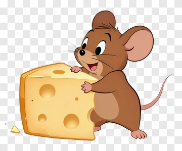 Cartoon Mouse Holding Cheese PNG