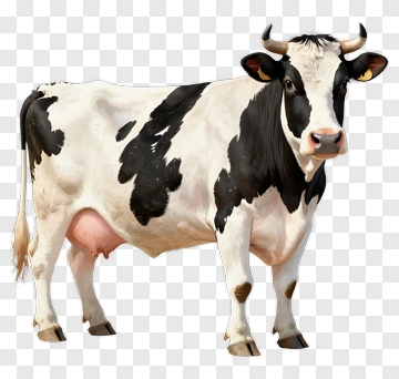 Realistic Black And White Dairy Cow PNG