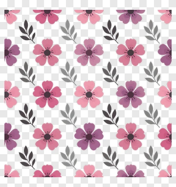 Colorful Floral Pattern With Pink And Purple Flowers PNG