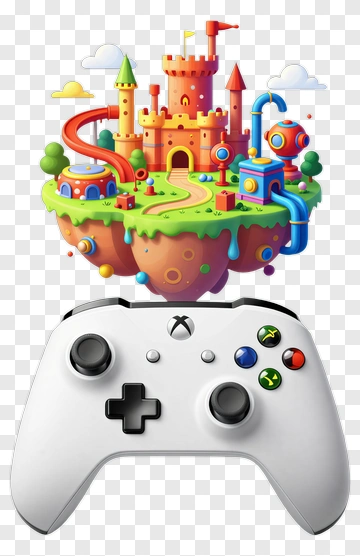 3D Gaming Landscape With Controller PNG
