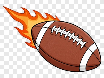 Cartoon Football With Flames PNG