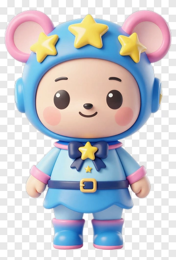 Cartoon Bear Character Wearing Starry Outfit PNG