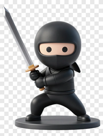 3D Ninja Holding A Sword PNG