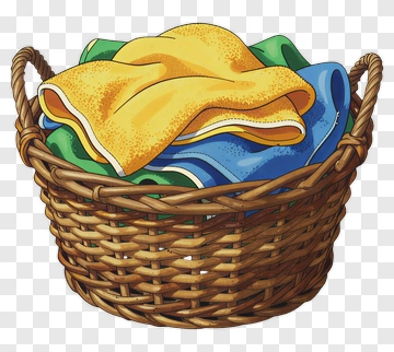Colorful Laundry Basket Filled With Towels PNG