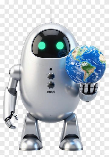Robot Holding A Globe PNG