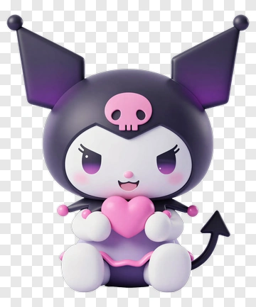 Kawaii Devil Character Holding A Heart PNG