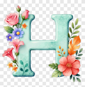 Floral Letter H Decoration PNG